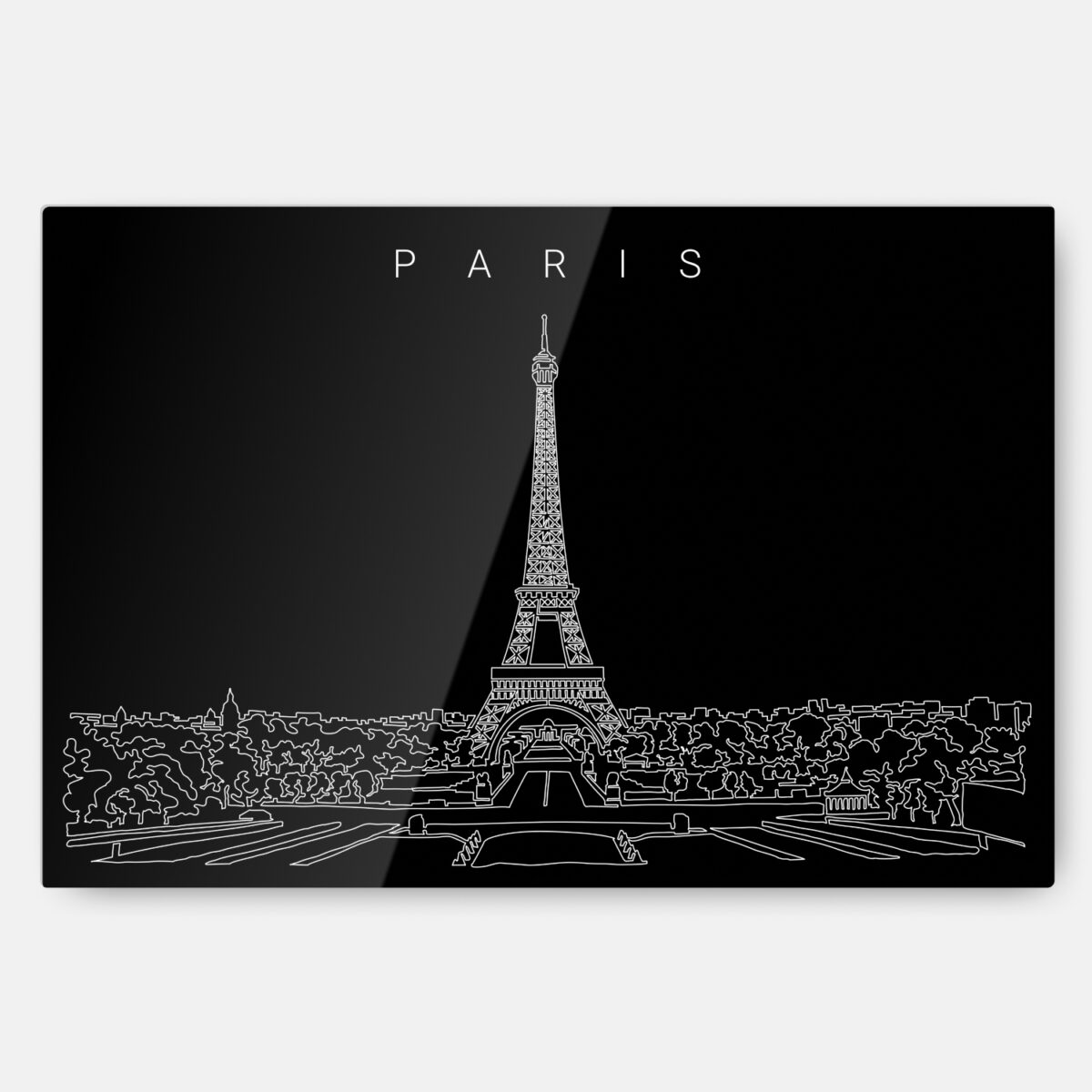 Paris Eiffel Tower Line Art Metal Print