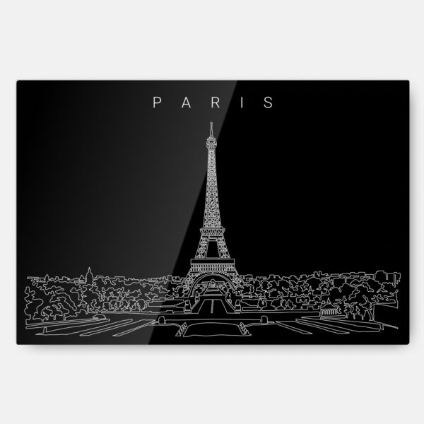Paris Eiffel Tower Line Art Metal Print Wall Art - Main - Dark