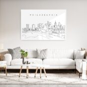 Philadelphia City Line Art Metal Print - Living Room - Light