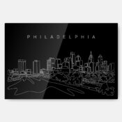 Philadelphia City Line Art Metal Print Wall Art - Dark