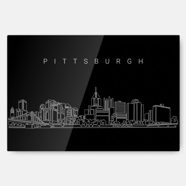 Pittsburgh Line Art Metal Print Wall Art - Dark