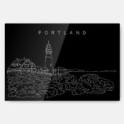 Portland Maine Line Art Metal Print Wall Art - Main - Dark
