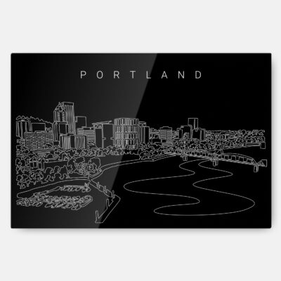 Portland OR Line Art Metal Print Wall Art - Main - Dark