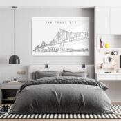 San Francisco Line Art Metal Print - Bedroom - Light
