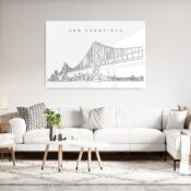 San Francisco Line Art Metal Print - Living Room - Light