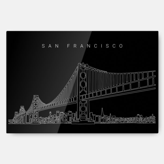 San Francisco Line Art Metal Print Wall Art - Main - Dark