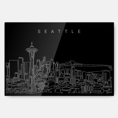 Seattle Line Art Metal Print Wall Art - Dark