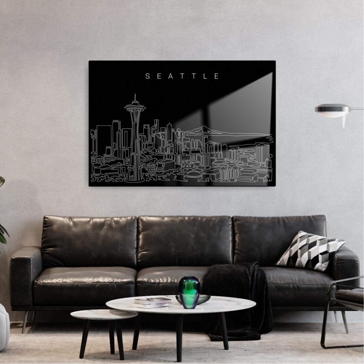 Seattle Metal Print Wall Art - Living Room - Dark