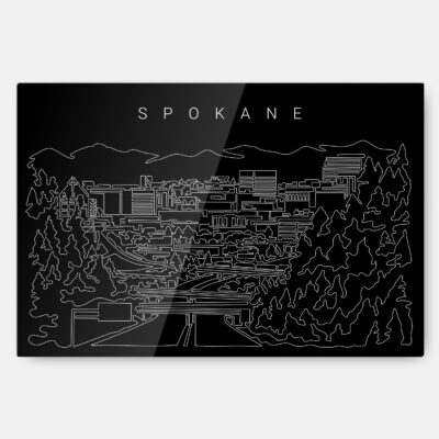 Spokane Line Art Metal Print Wall Art - Main - Dark