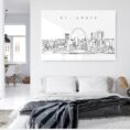 St Louis Skyline Line Art Metal Print - Bed Room - Light