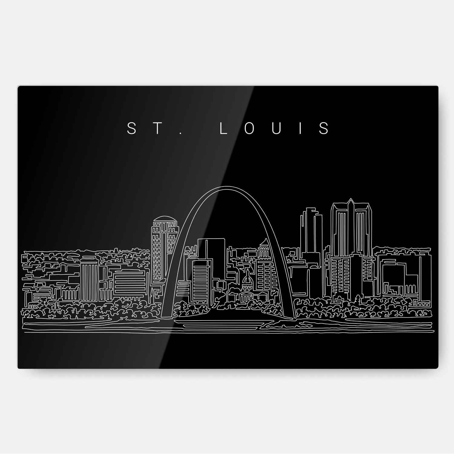 St Louis Skyline Line Art Metal Print Wall Art - Main - Dark