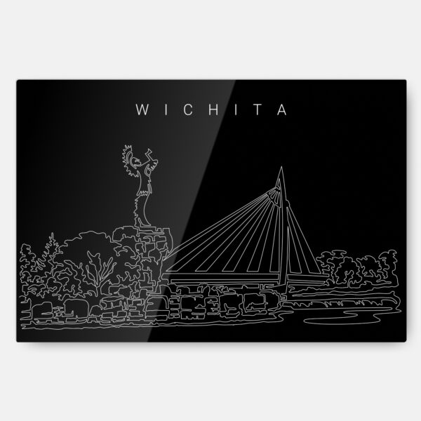 Wichita Kansas Line Art Metal Print Wall Art - Main - Dark