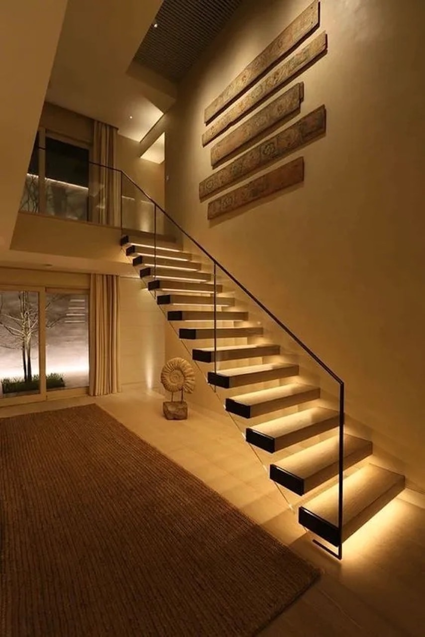 classy led room aesthetic strip lights staircase