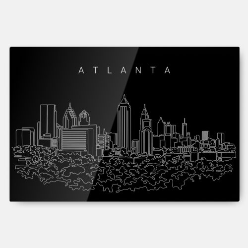 Atlanta Skyline Metal Print Wall Art - Main - Dark