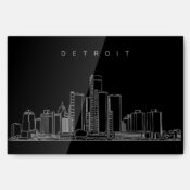 Detroit Skyline Metal Print Wall Art - Main - Dark