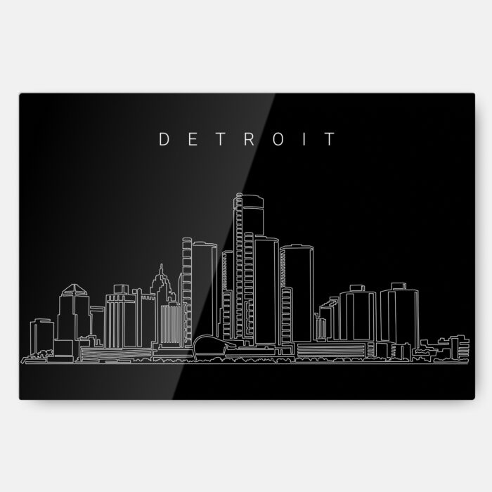 Detroit Skyline Metal Print Wall Art - Main - Dark