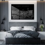 Las Vegas Skyline Metal Print - Bedroom - Dark