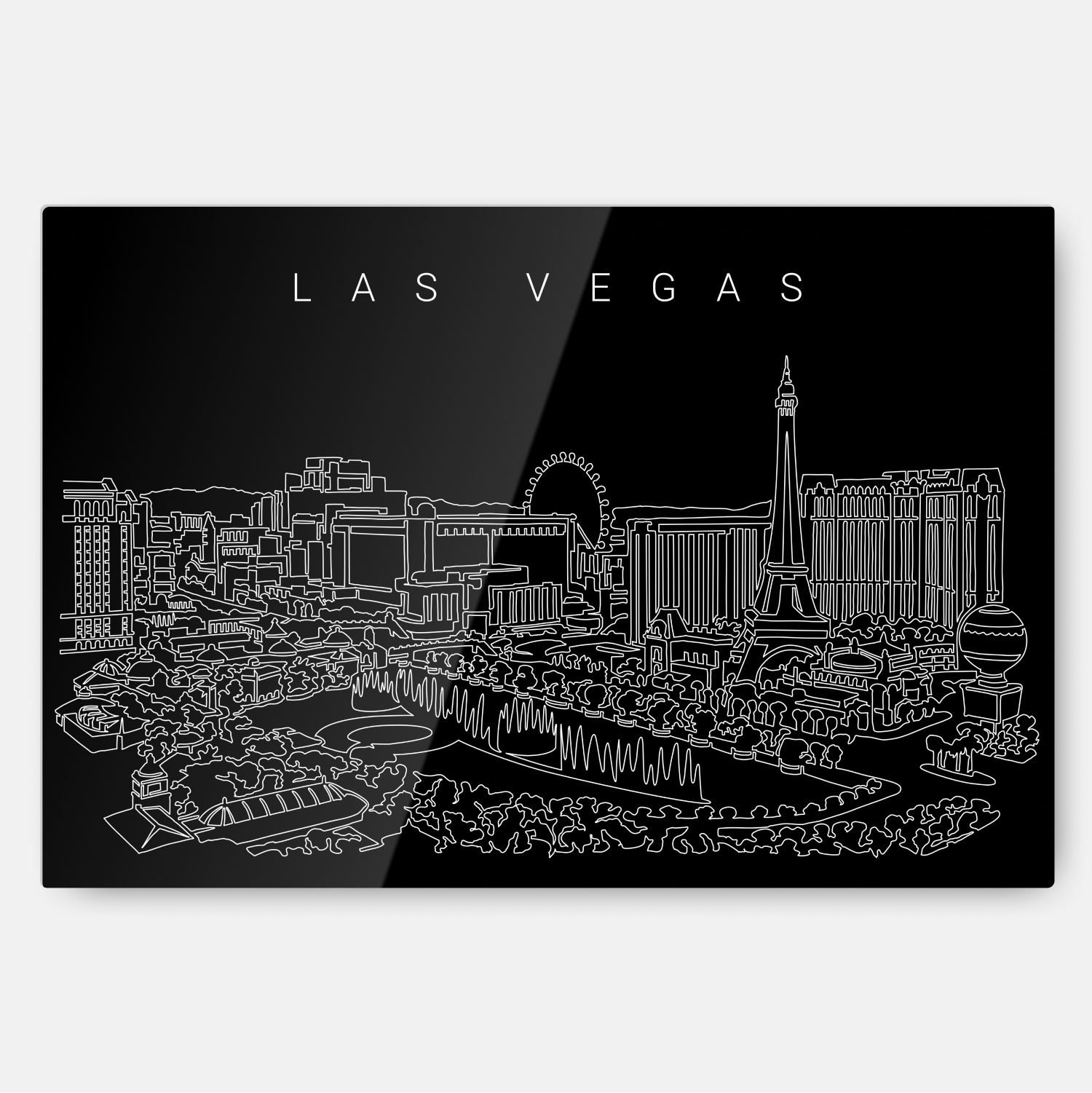 Las Vegas Skyline Metal Print Wall Art - Main - Dark