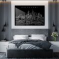 Melbourne Skyline Metal Print - Bedroom - Dark