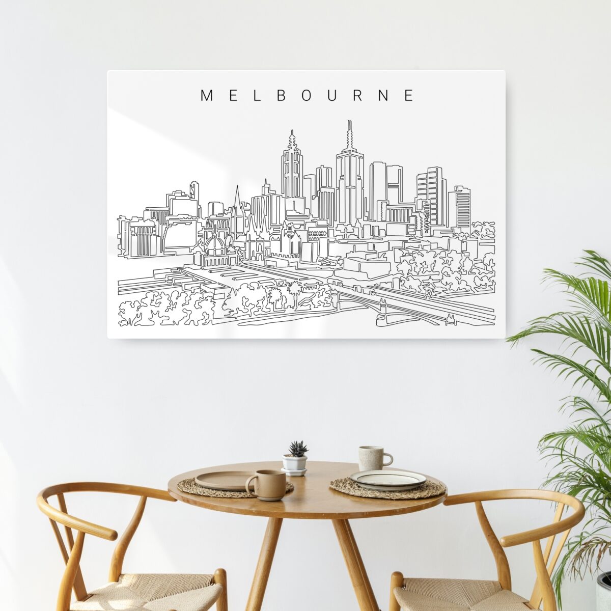 Melbourne Skyline Metal Print - Kitchen - Light