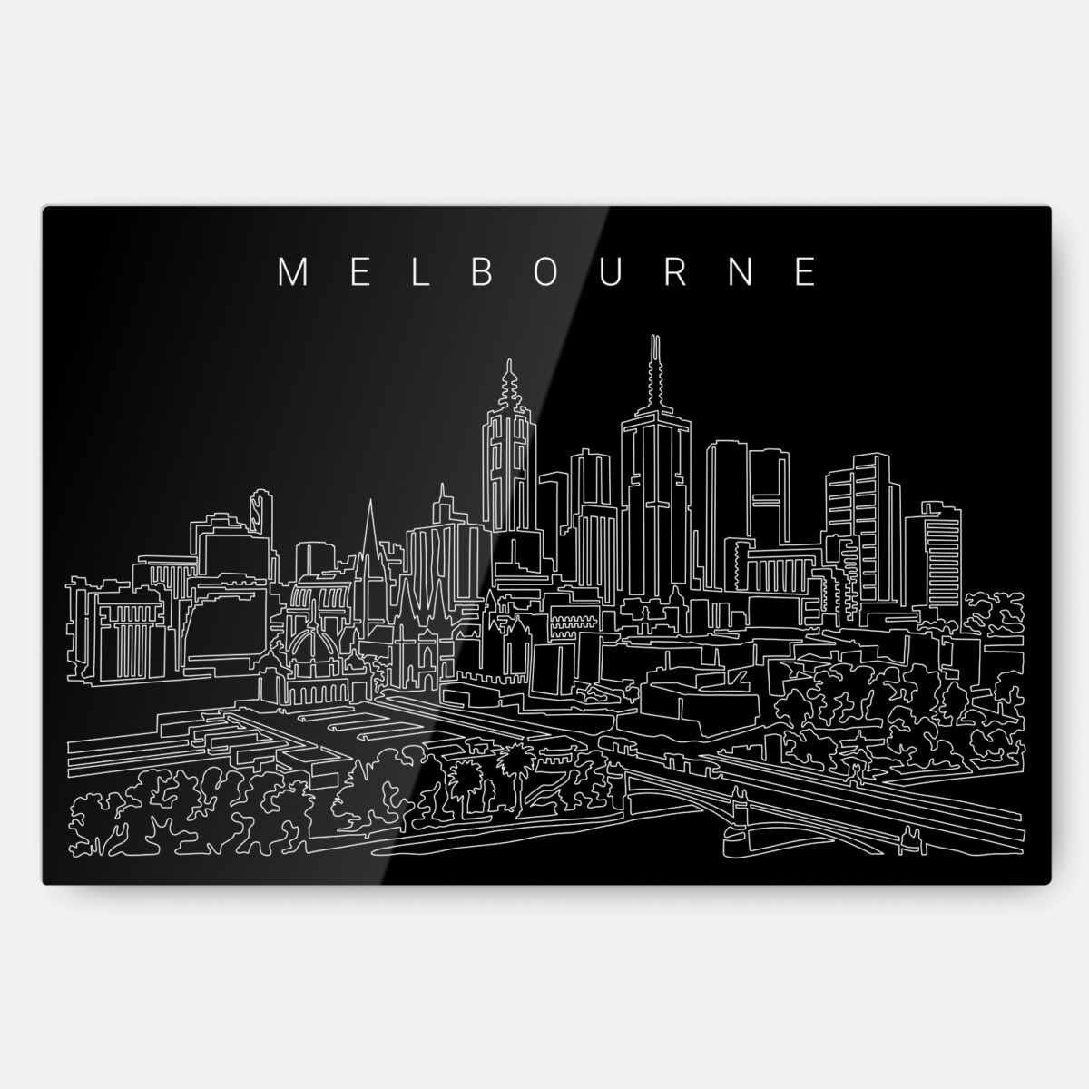 Melbourne Skyline Metal Print Wall Art - Main - Dark