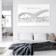 Memphis Skyline Metal Print - Bed Room - Light