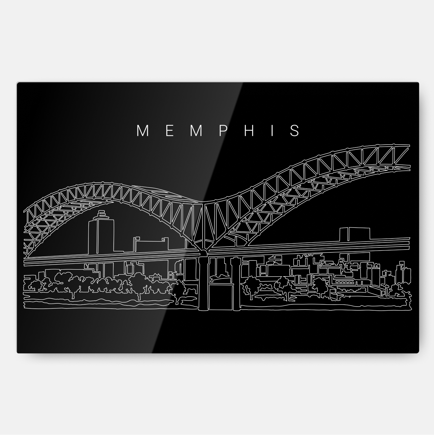 Memphis Skyline Metal Print Wall Art - Main - Dark