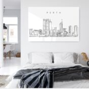 Perth Skyline Metal Print - Bed Room - Light