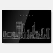 Perth Skyline Metal Print Wall Art - Main - Dark