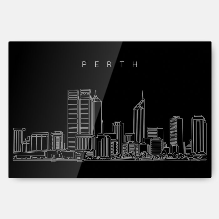 Perth Skyline Metal Print Wall Art - Main - Dark
