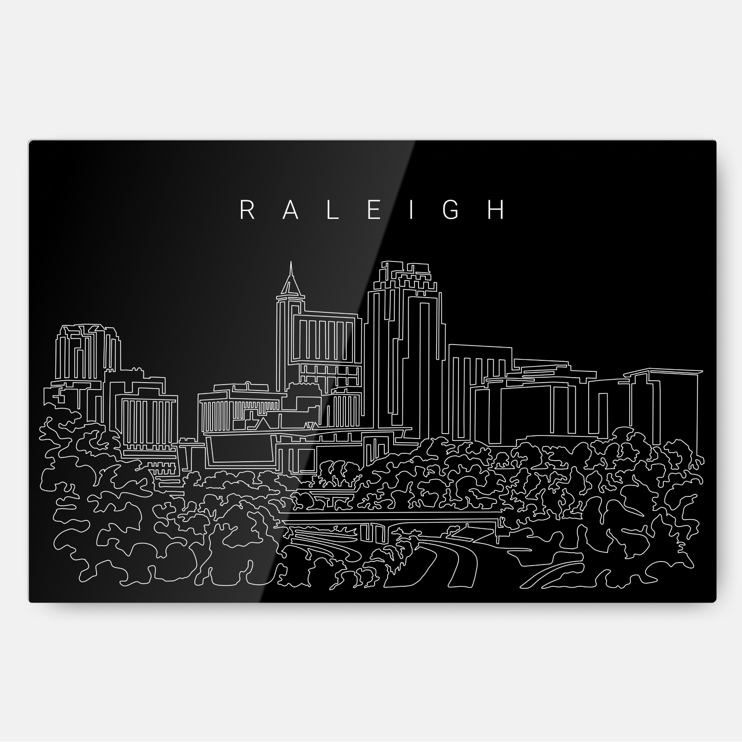 Raleigh Skyline Line Art Metal Print