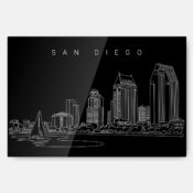 San Diego Skyline Metal Print Wall Art - Main - Dark