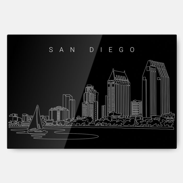 San Diego Skyline Metal Print Wall Art - Main - Dark