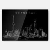 Shanghai Skyline Metal Print Wall Art - Main - Dark