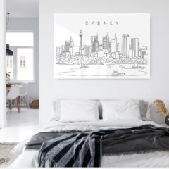 Sydney Skyline Metal Print - Bed Room - Light