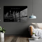 Sydney Skyline Metal Print - Living Room - Dark