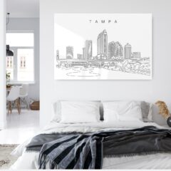 Tampa Skyline Metal Print - Bed Room - Light