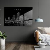 Tampa Skyline Metal Print - Living Room - Dark