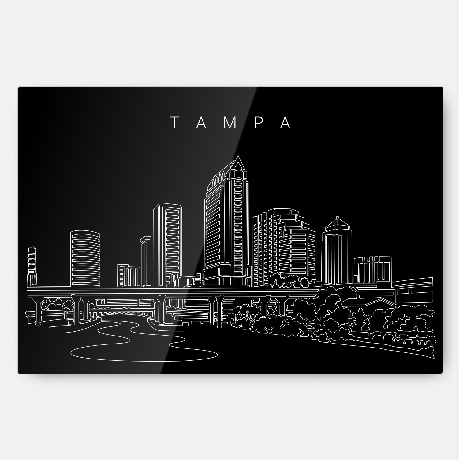 Tampa Skyline Metal Print Wall Art - Main - Dark