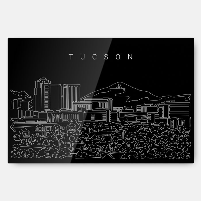 Tucson Skyline Metal Print Wall Art - Main - Dark