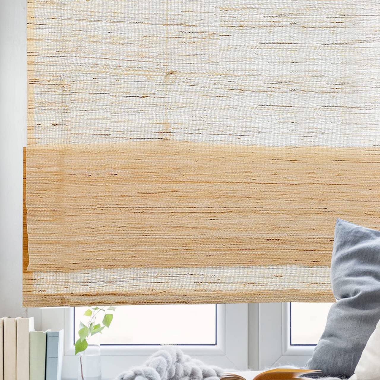 cozy earthy bedroom bamboo window fixture blinds