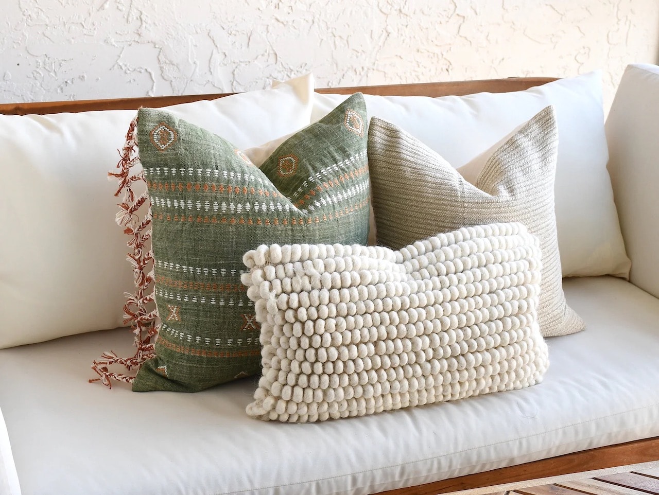 cozy earthy bedroom natural throw pillows
