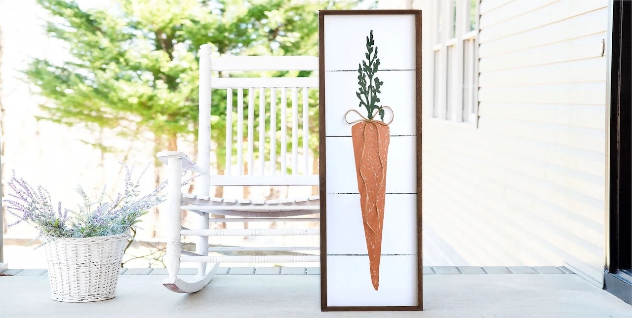 easter front porch decor ideas carrot sign