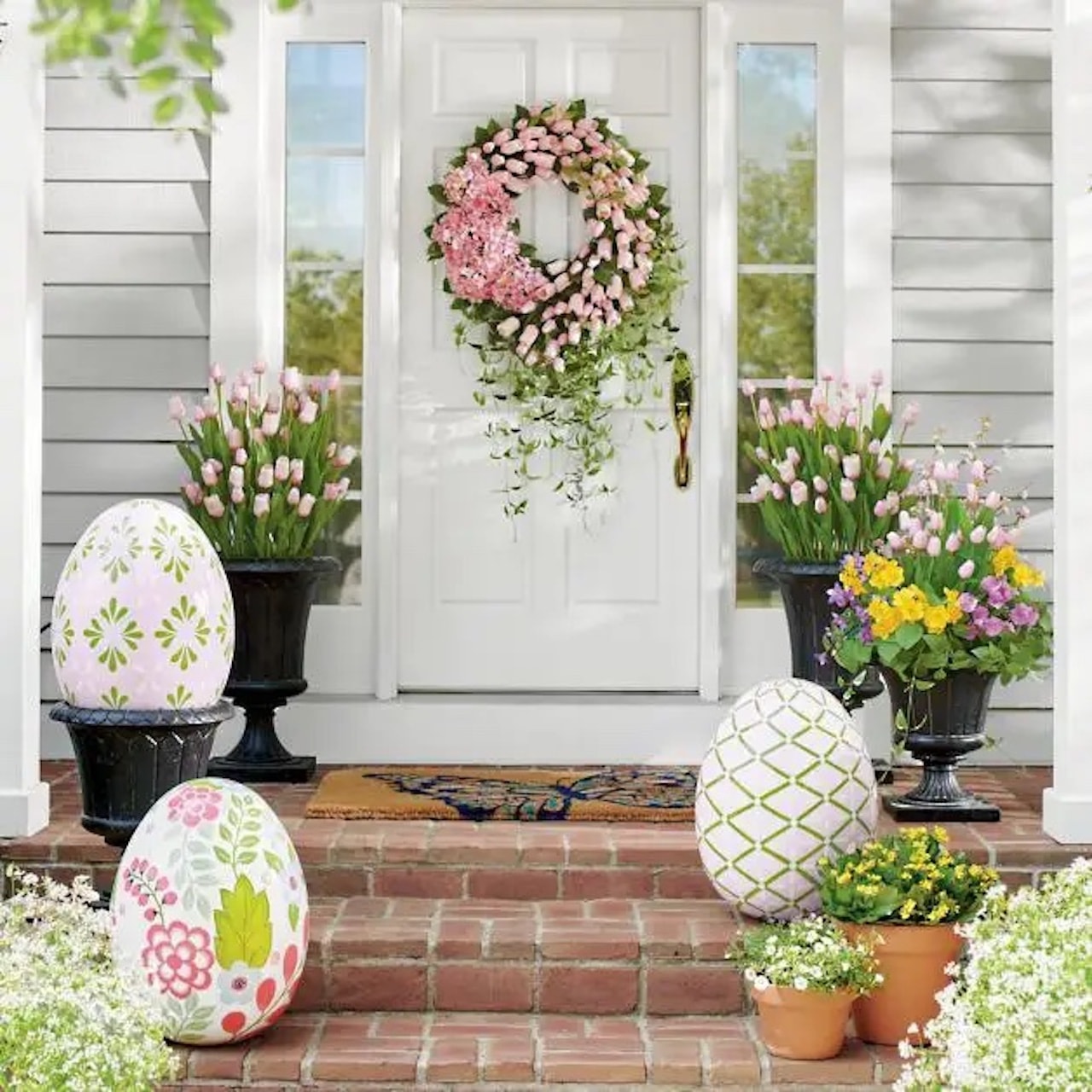 easter front porch decor ideas large easter eggs