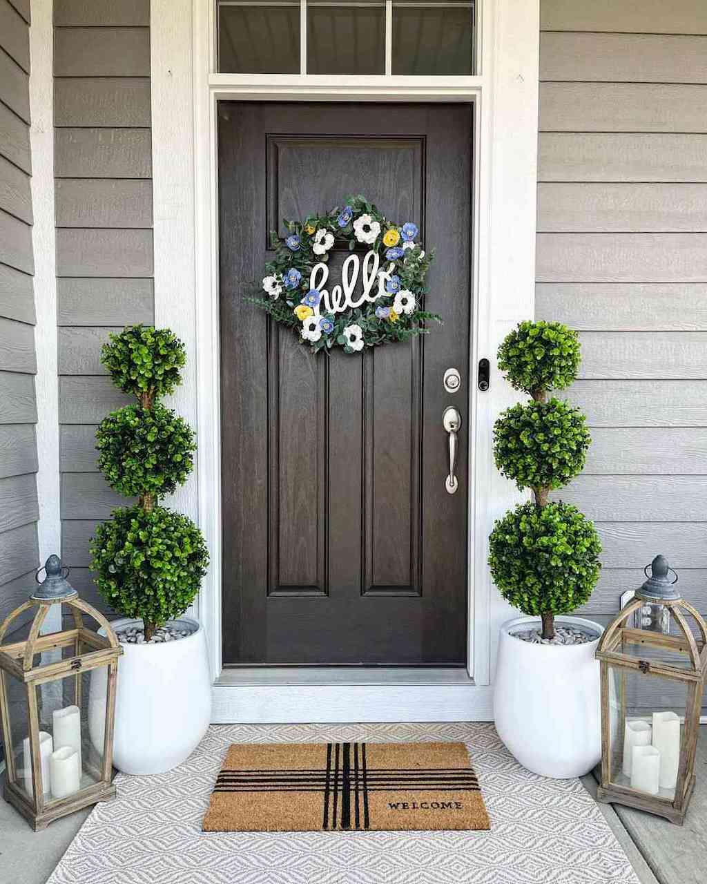 easter front porch decor ideas topiary trees