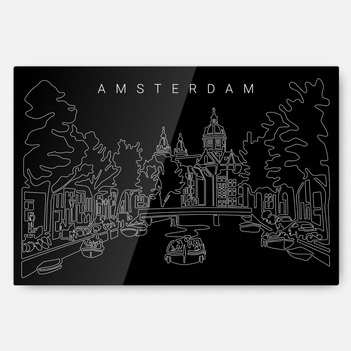 Amsterdam Skyline Line Art Metal Print