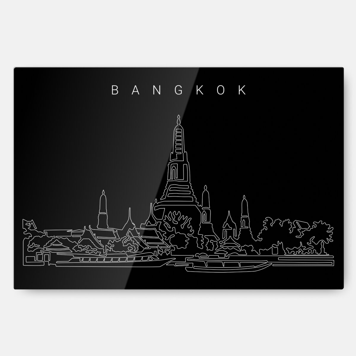 Bangkok Wat Arun Temple Metal Print Wall Art - Main - Dark