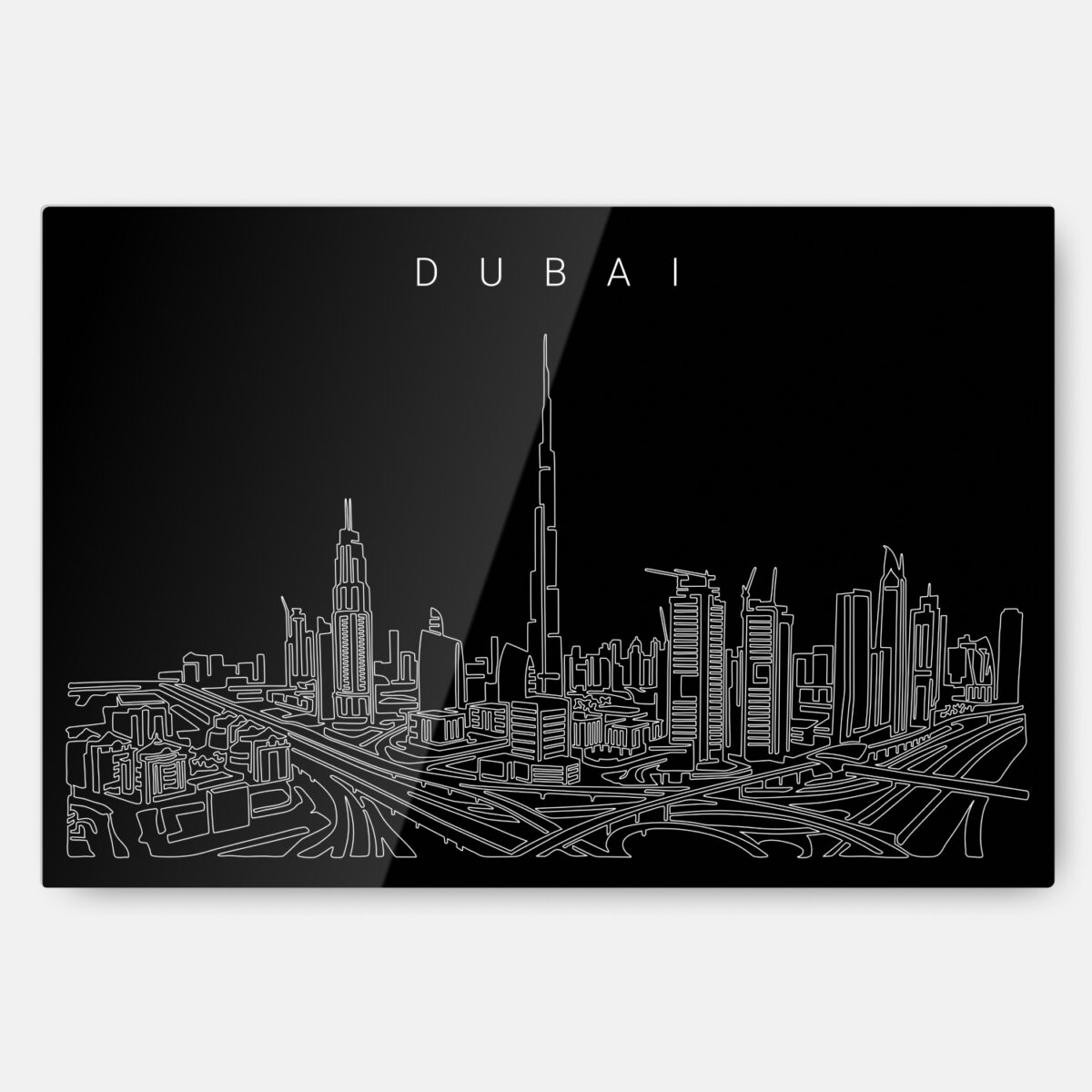 Dubai Skyline Line Art Metal Print