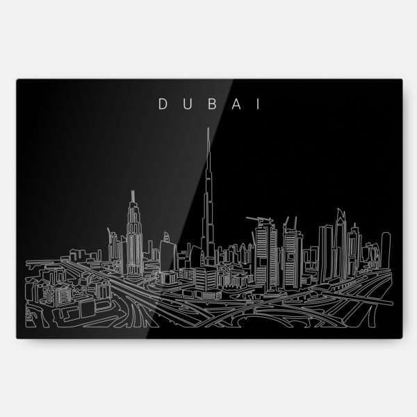 Dubai Skyline Metal Print Wall Art - Main - Dark
