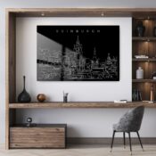 Edinburgh Skyline Metal Print - Office - Dark